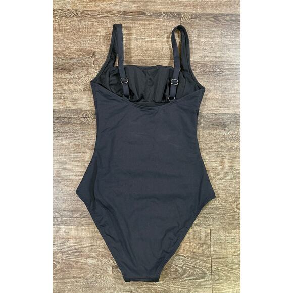 CUPSHE Black Square Neck Slim & Sculpt One-Piece Swimsuit Size Small New - Picture 11 of 11